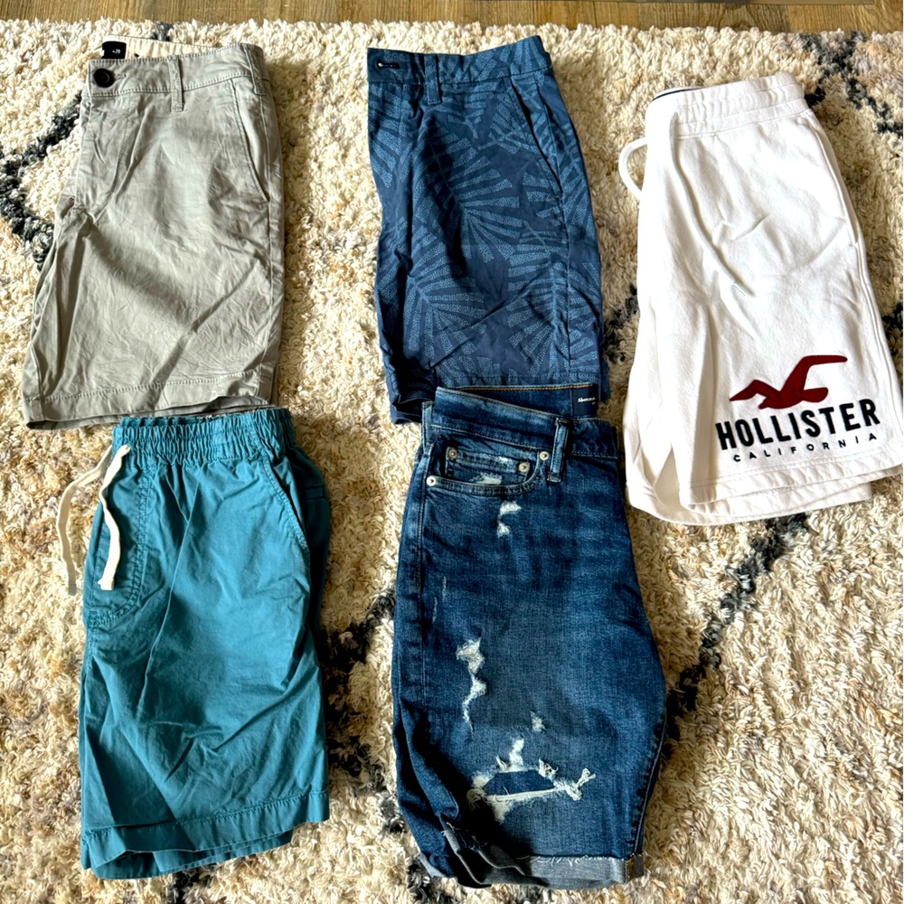NWOT Bundle 5 Men’s shorts J. Crew Abercrombie Tommy Hilfiger Hollister